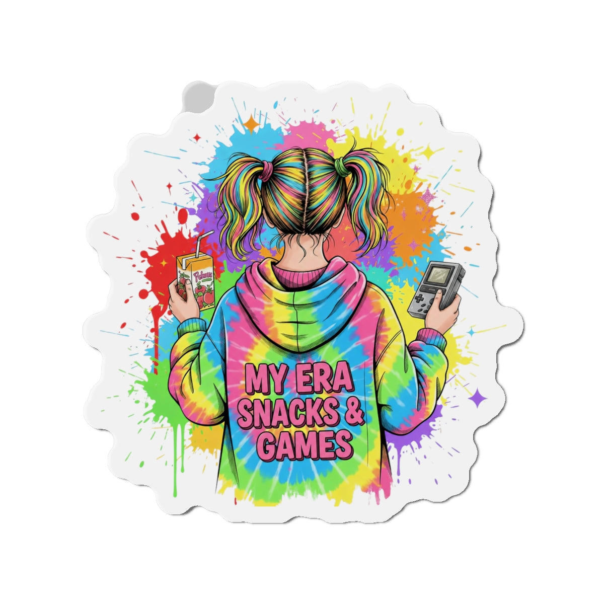 Die cut magnet - Retro Gamer Girl Aesthetic Art