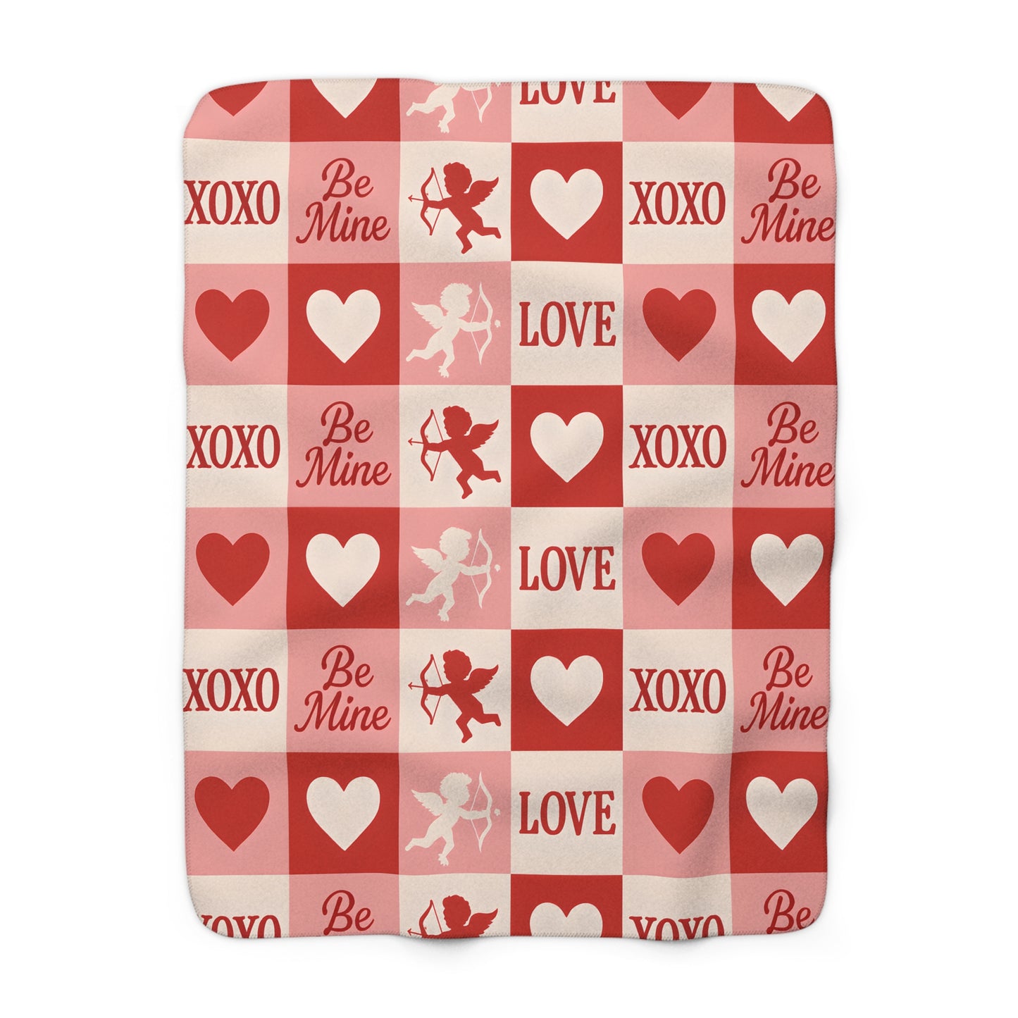 Sherpa fleece blanket - cupid's love pattern