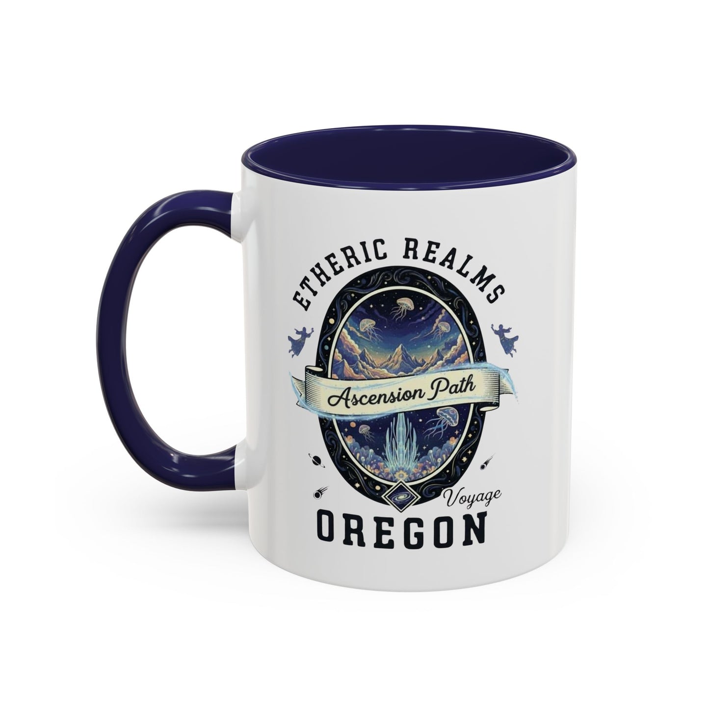 Inside coloured mug - Celestial Oregon Vintage Travel Badge