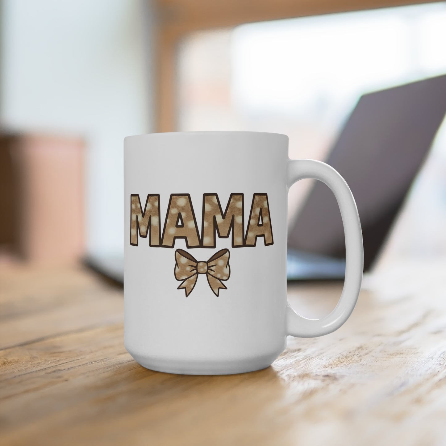 15 oz mug - Mama Deer Skin Coquette Bow