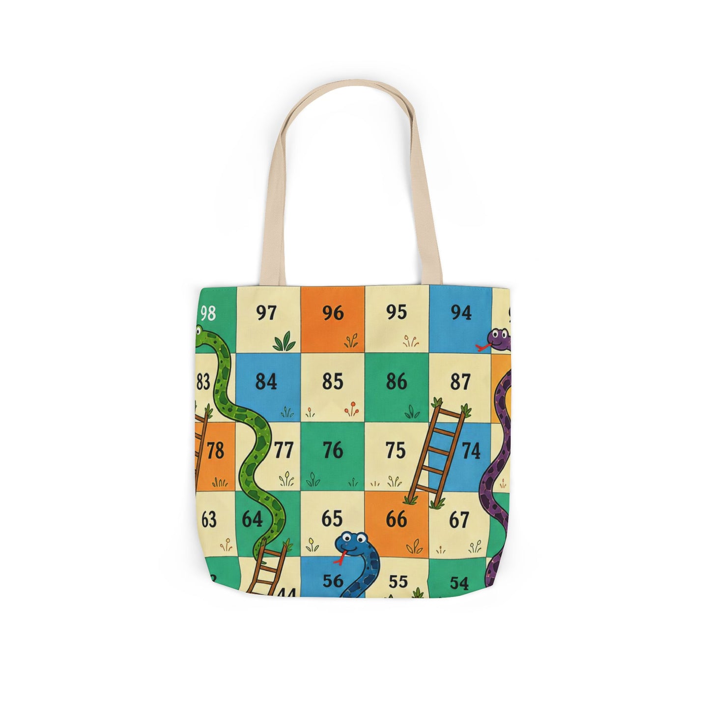 Printable Snakes and Ladders Board Game | Vibrant Cartoon Board Game tote bag Design