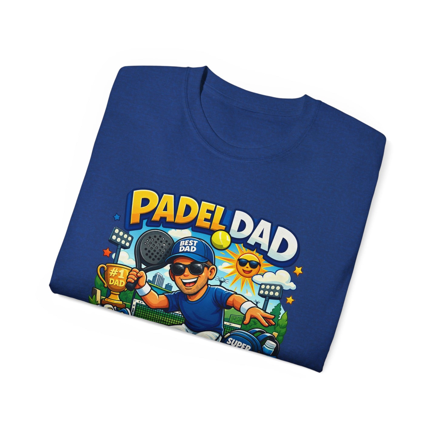 T-shirt - Vibrant Cartoon Padel Dad Illustration