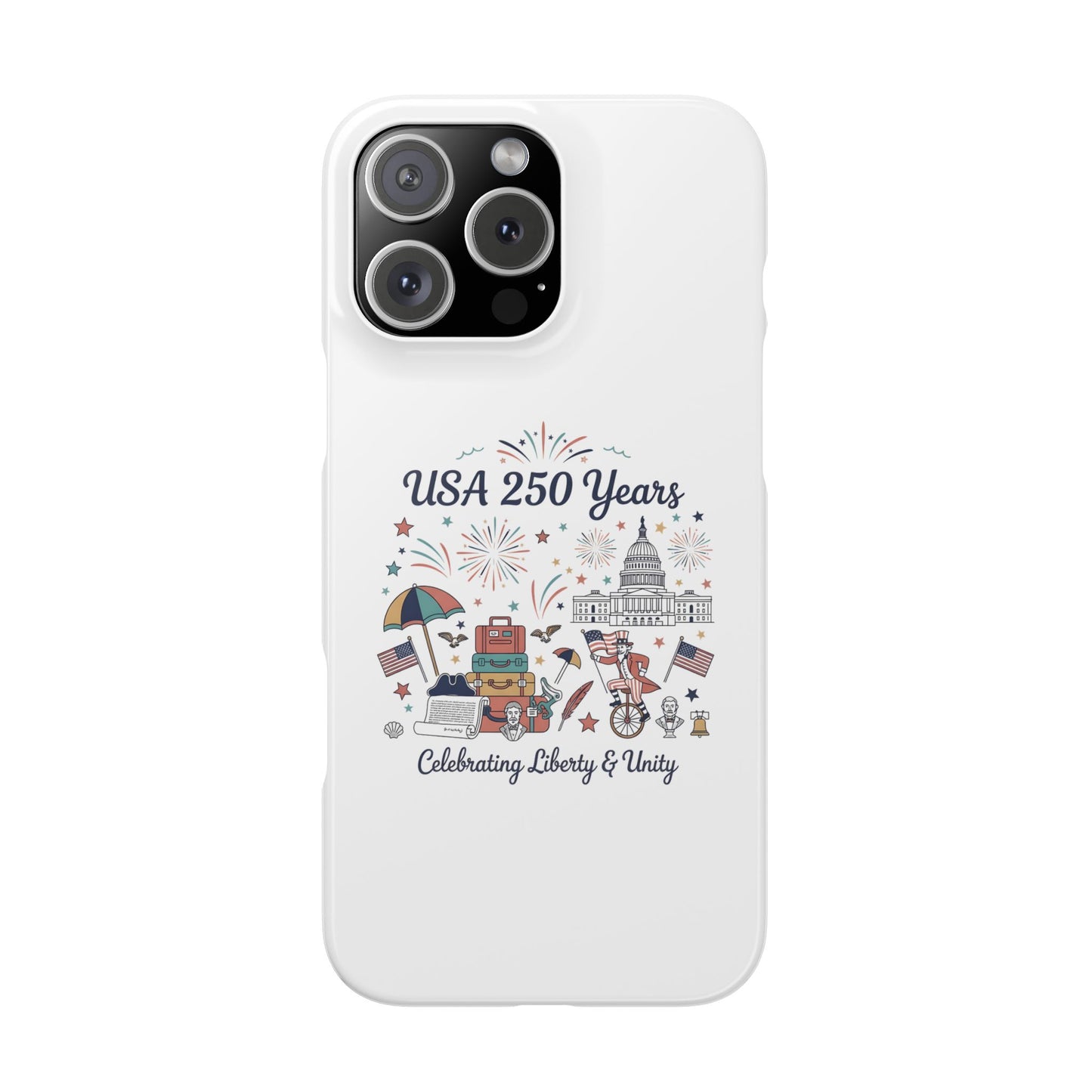 Slim iphone 16 case - Liberty and Unity Semiquincentennial Art
