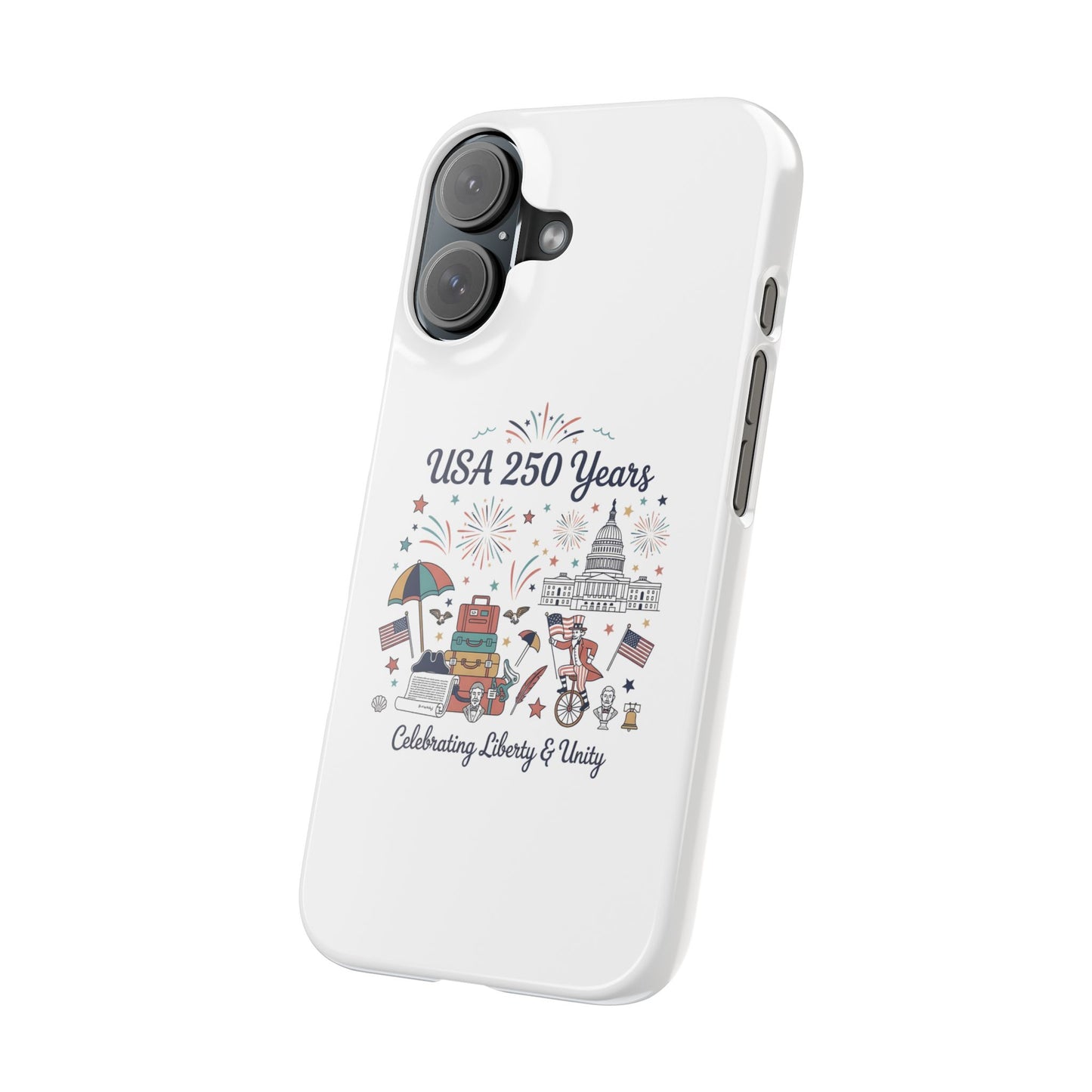 Slim iphone 16 case - Liberty and Unity Semiquincentennial Art