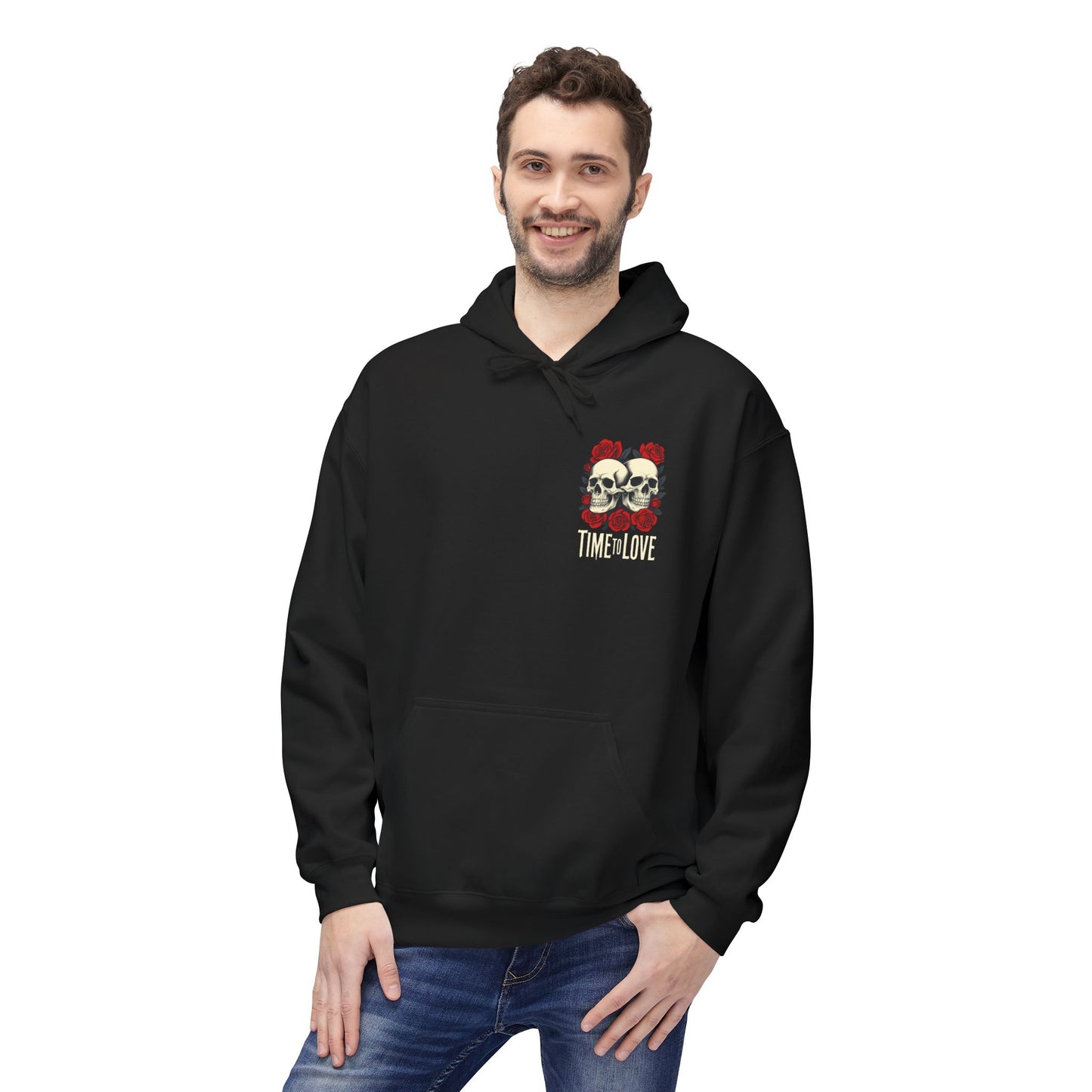 Hoodie - gothic skull love couples