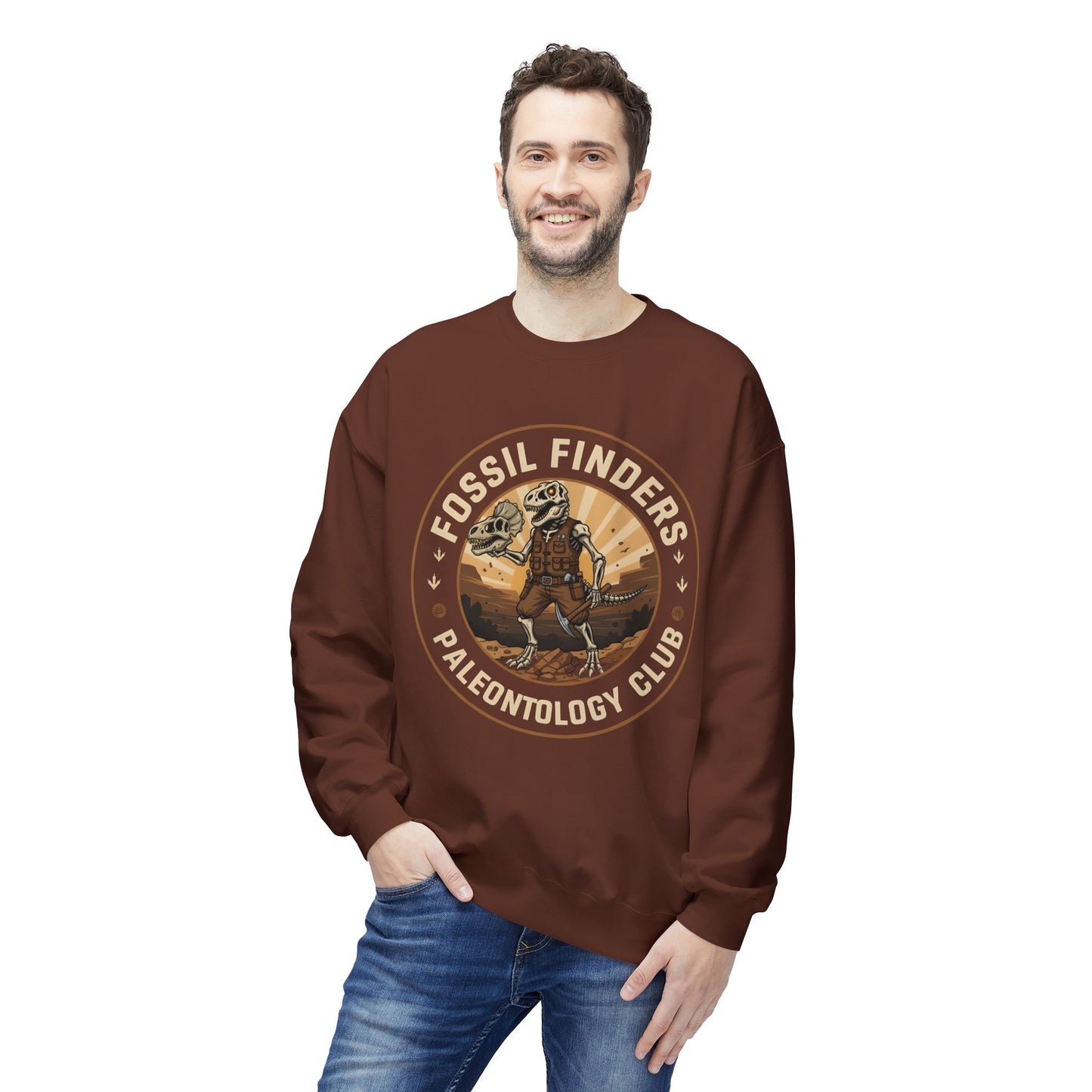 Sweatshirt - Vintage Fossil Finders Dinosaur Badge