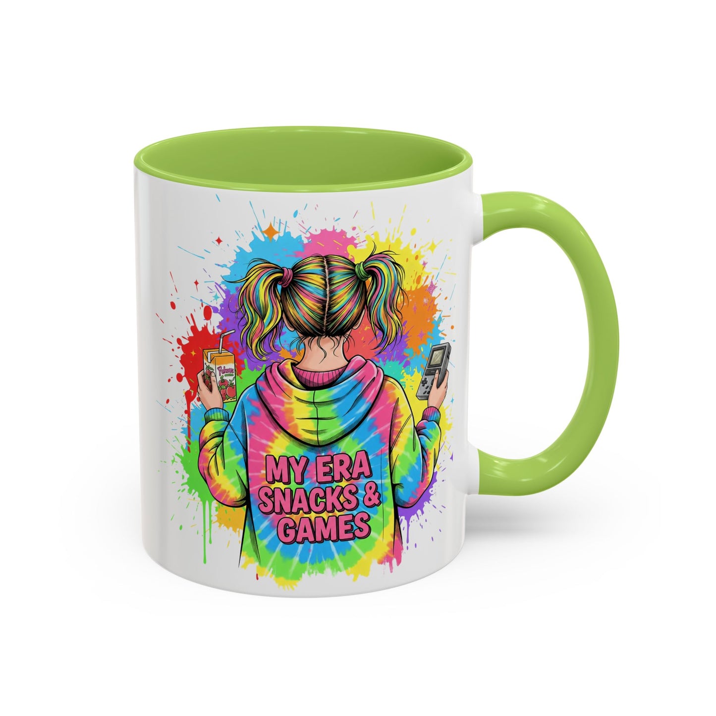 Accent Coffee Mug —  Retro Gamer Girl Aesthetic Art