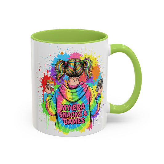 Accent Coffee Mug —  Retro Gamer Girl Aesthetic Art