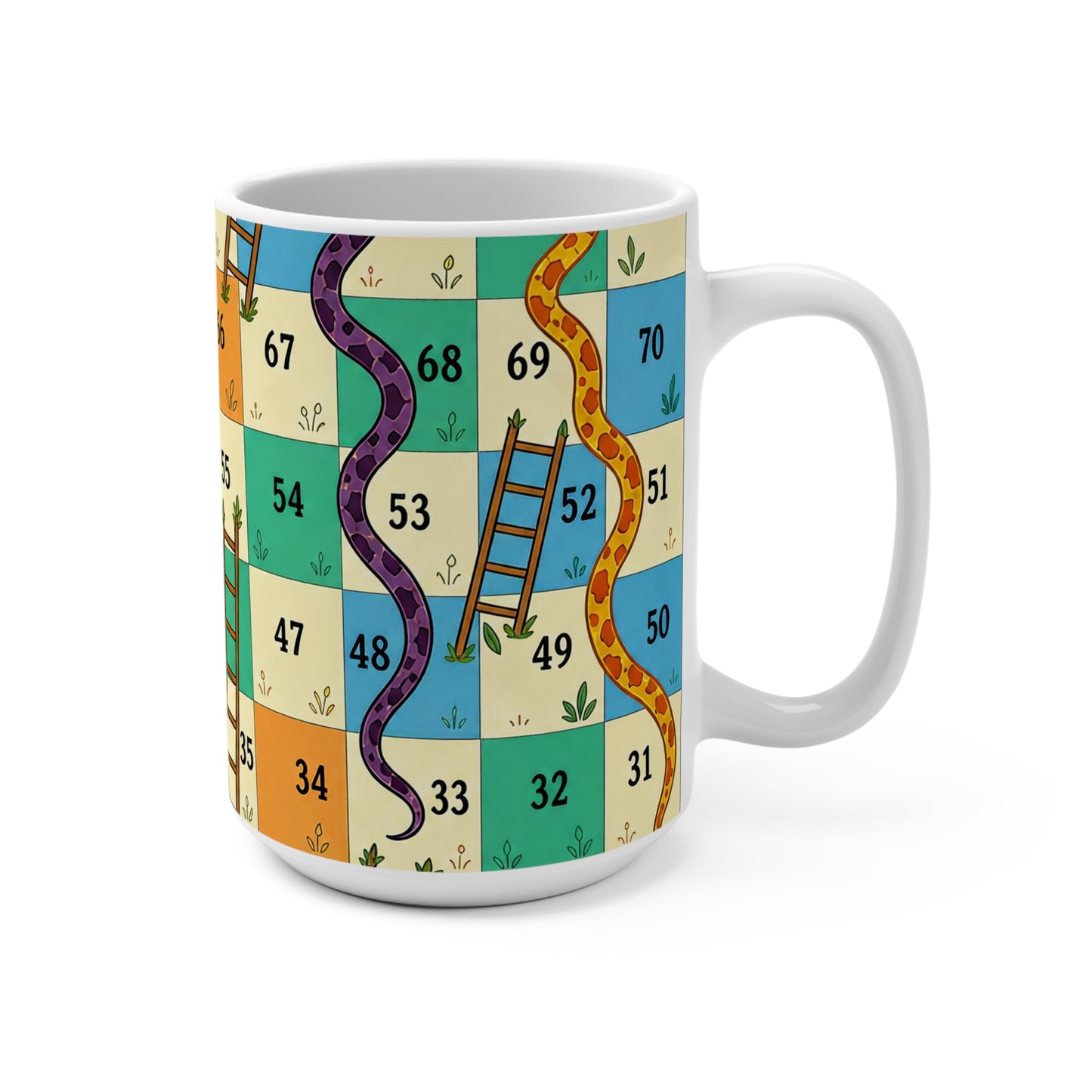 Printable Snakes and Ladders Board Game | Vibrant Cartoon Board Game coffee mug Design