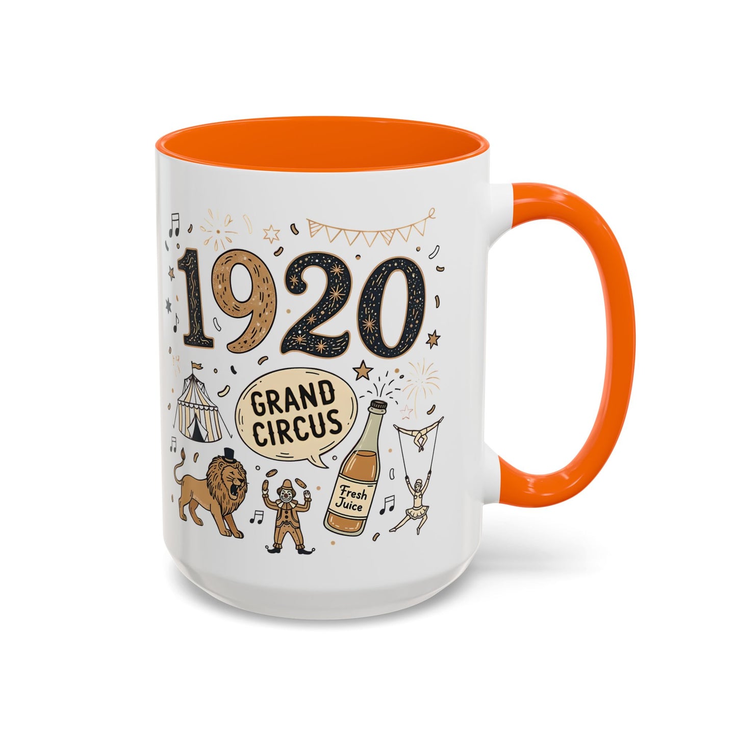 15 oz coloured inside mug - Vintage 1920 Grand Circus Illustration