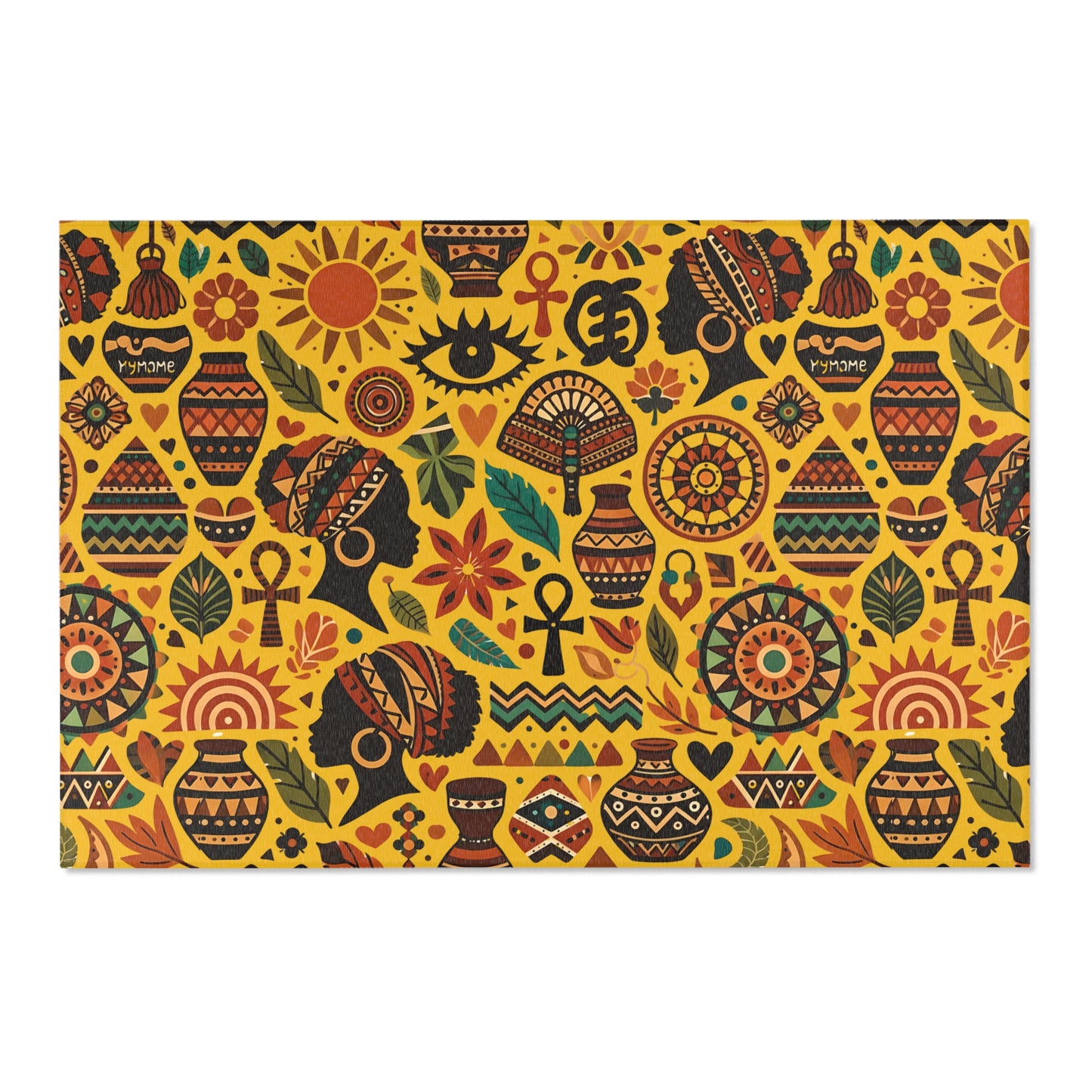 Area rug - Boho Afrocentric Tribal Illustration Pattern