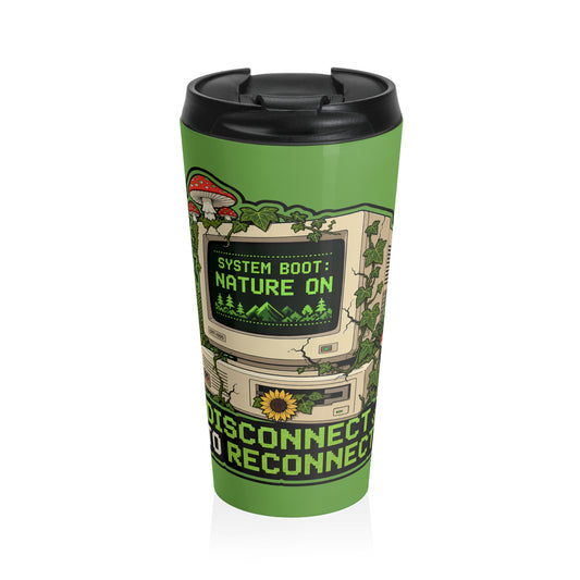 System Boot Nature On: Vintage Cottagecore Tech Graphic Art travel mug