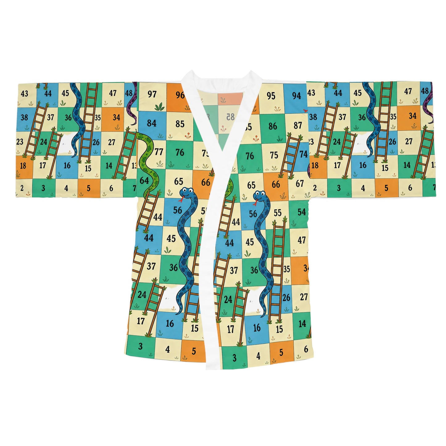 Printable Snakes and Ladders Board Game | Vibrant Cartoon Board Game Long sleeves kimono Design