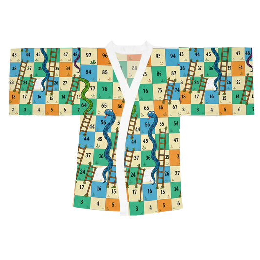 Printable Snakes and Ladders Board Game | Vibrant Cartoon Board Game Long sleeves kimono Design
