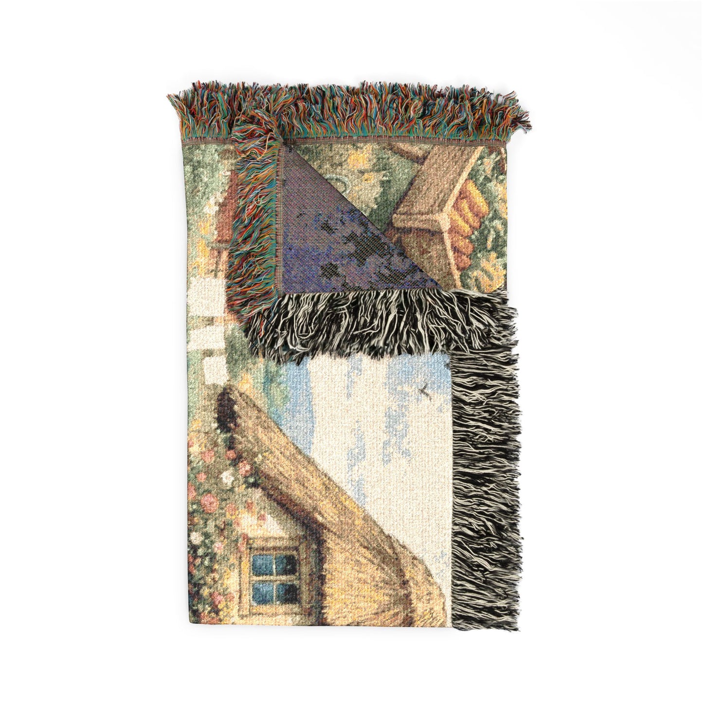 Woven blanket - Whimsical English Countryside Thatch Cottage