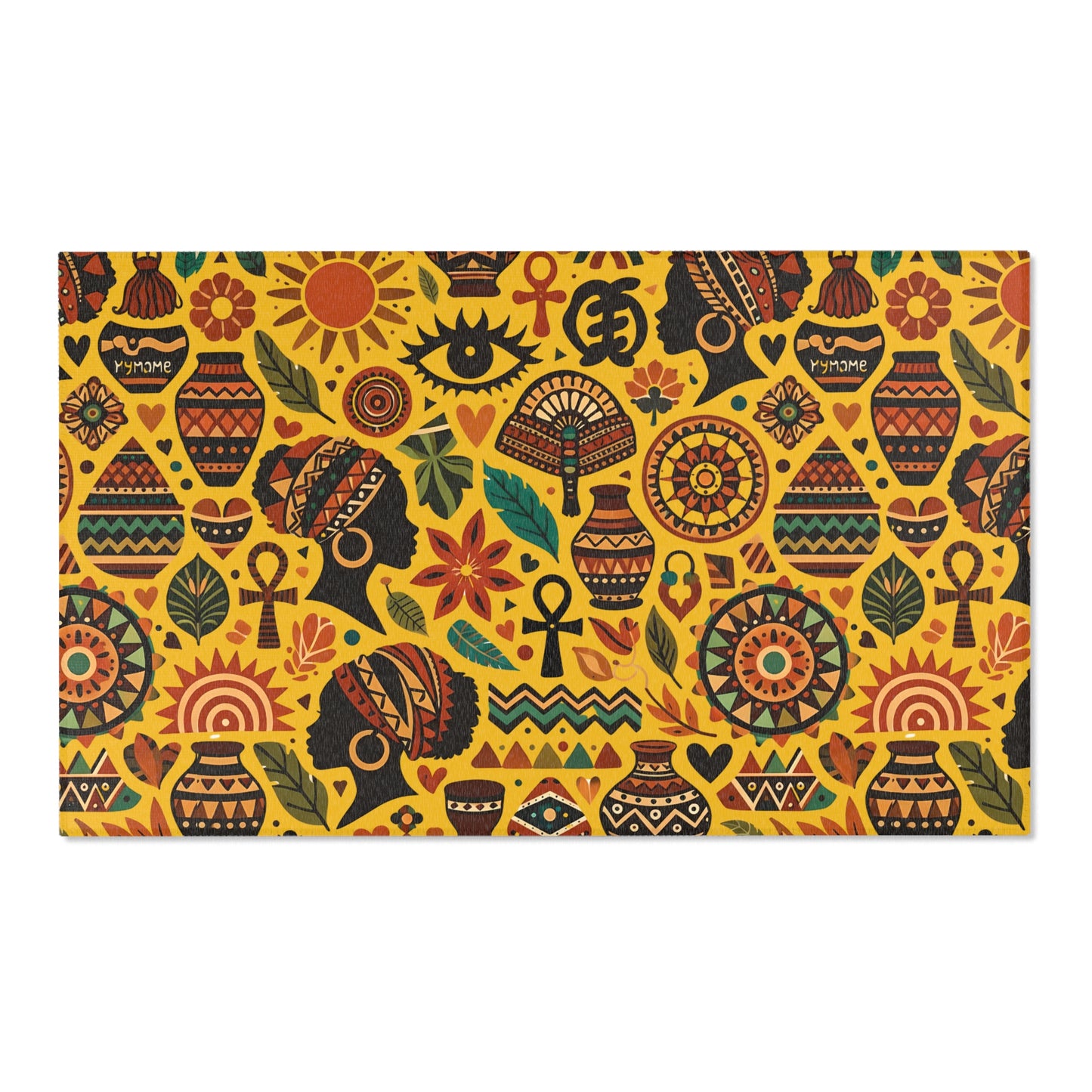 Area rug - Boho Afrocentric Tribal Illustration Pattern