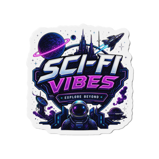 Sci-Fi Vibes Explore Beyond Futuristic Space Graphic die cut magnet Design