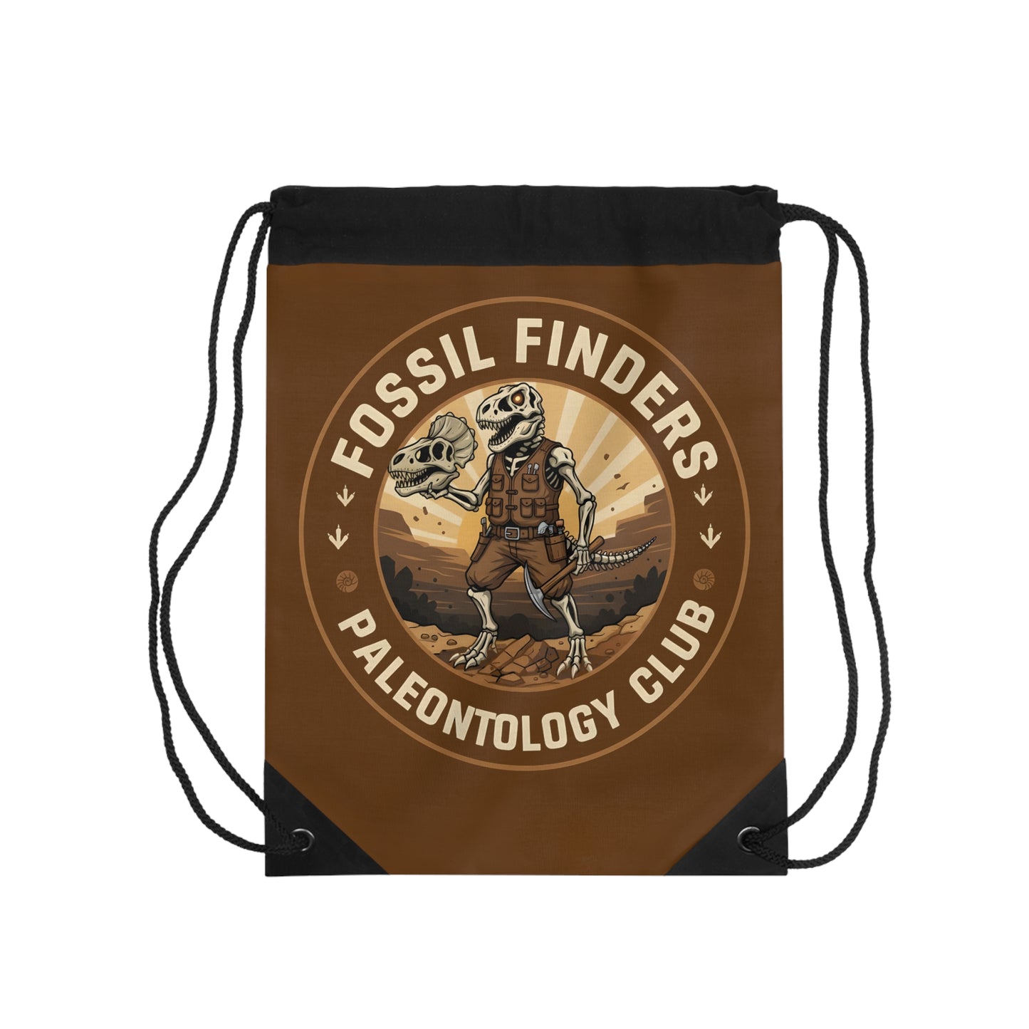 Drawstring bag - Vintage Fossil Finders Dinosaur Badge
