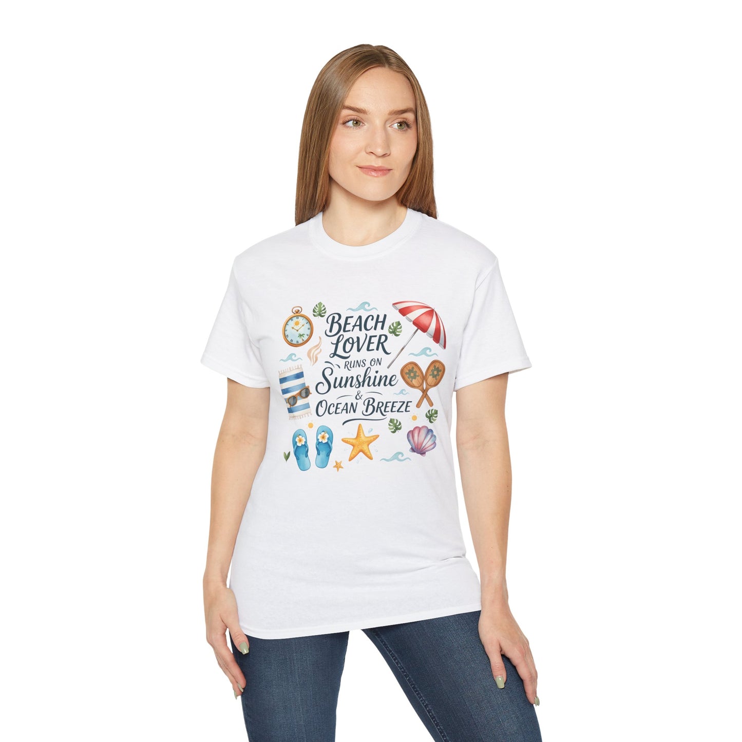 Unisex Ultra Cotton Tee - Watercolor Beach Lover Aesthetic Quote