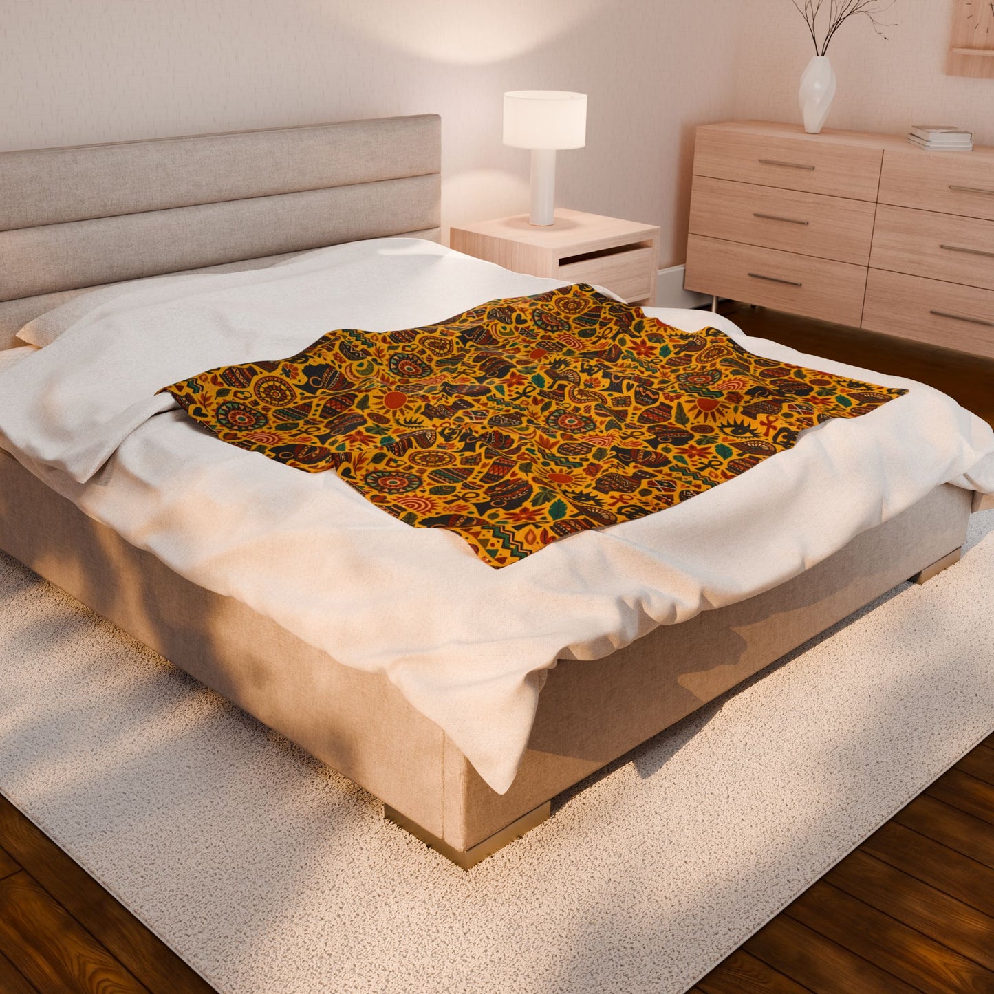 Throw blanket - Boho Afrocentric Tribal Illustration Pattern