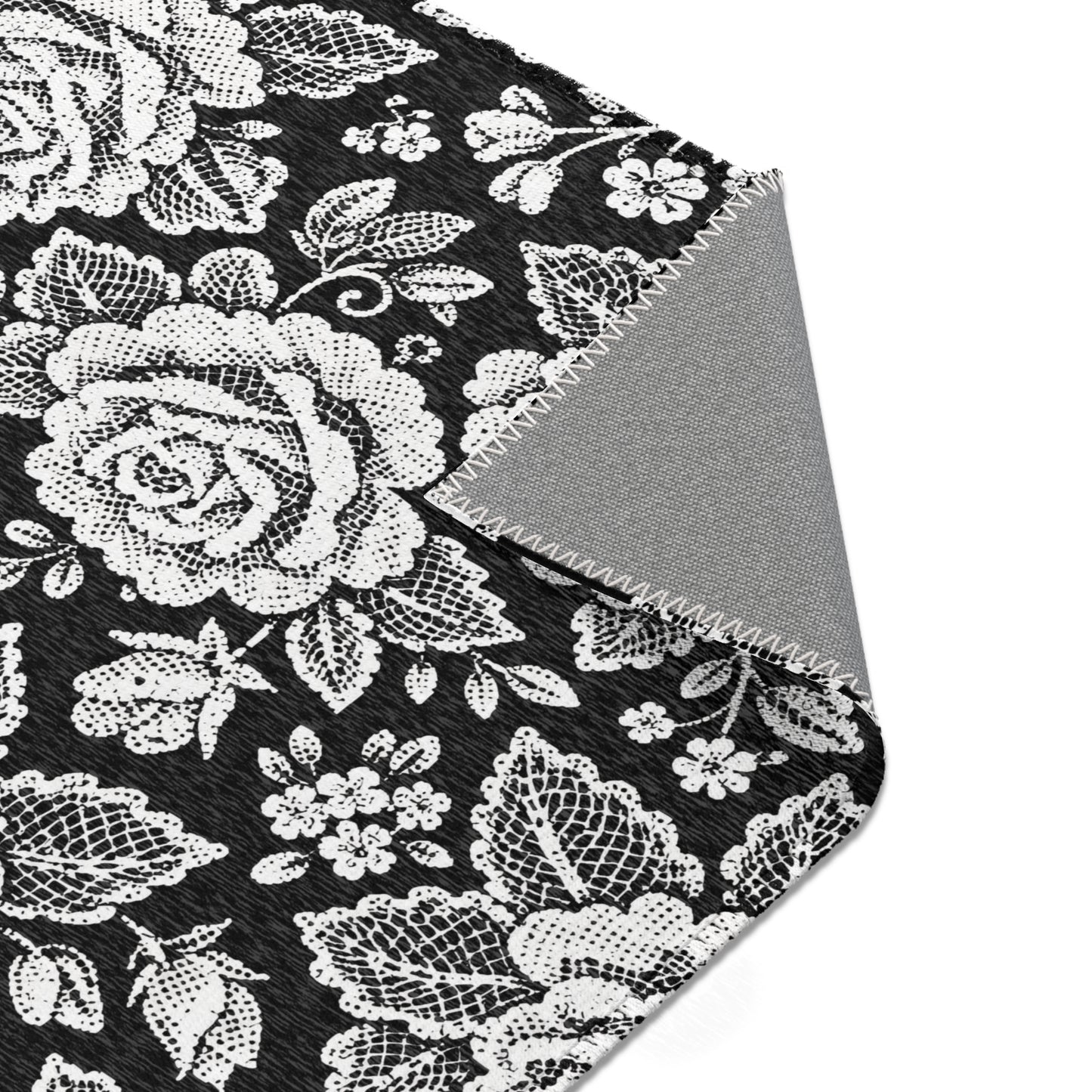 Area rug - White Rose Lace Floral Pattern