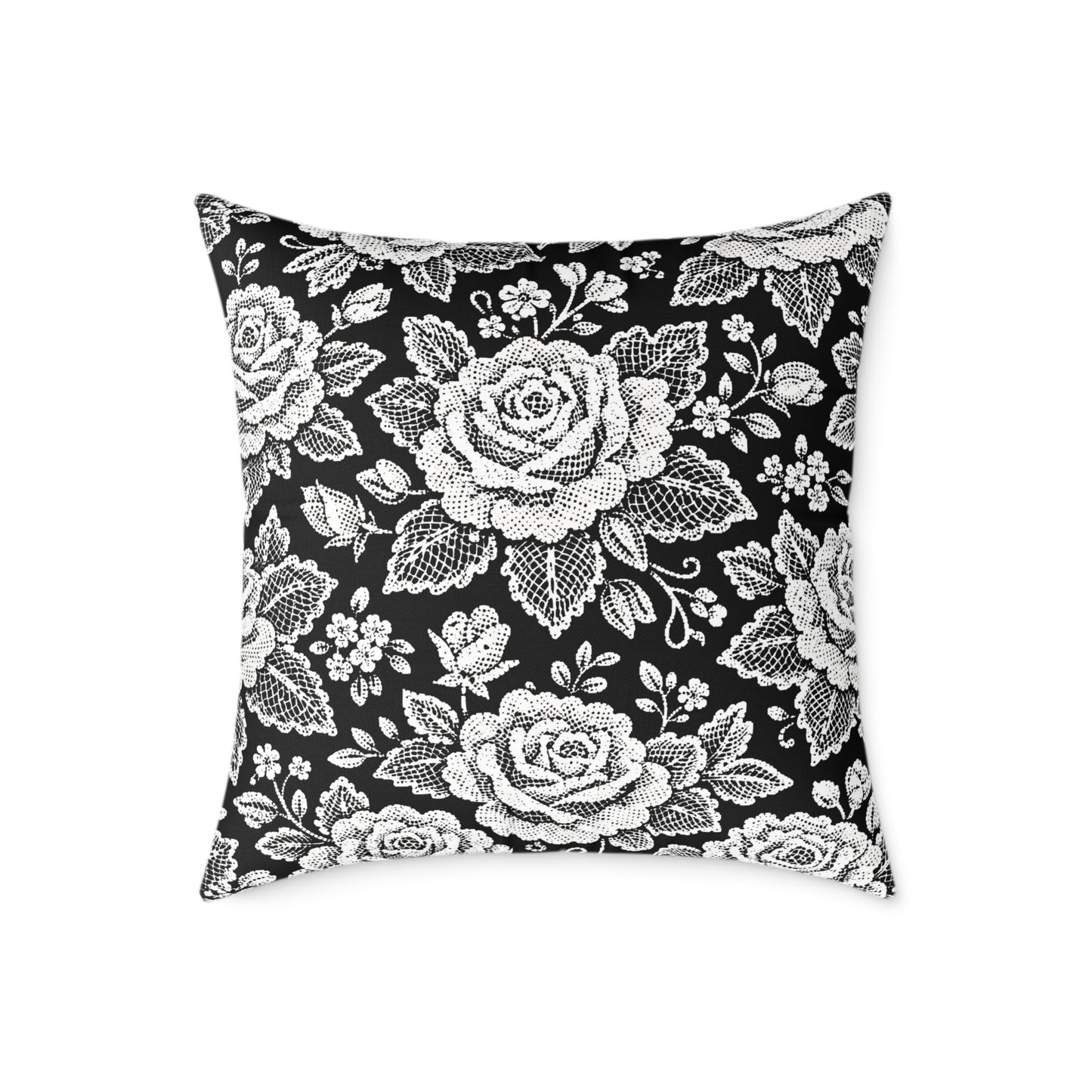 Throw pillow - White Rose Lace Floral Pattern