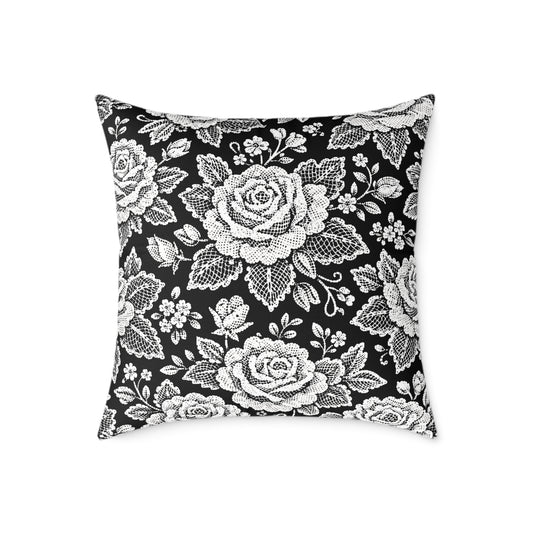 Throw pillow - White Rose Lace Floral Pattern