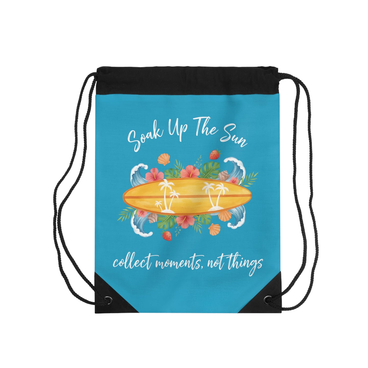 Drawstring bag -:Tropical Surfboard Summer Quote Art
