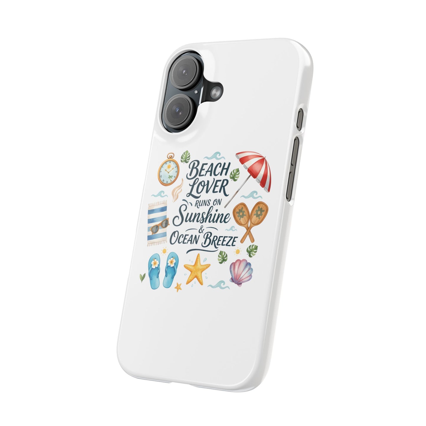 Slim iphone case - Watercolor Beach Lover Aesthetic Quote