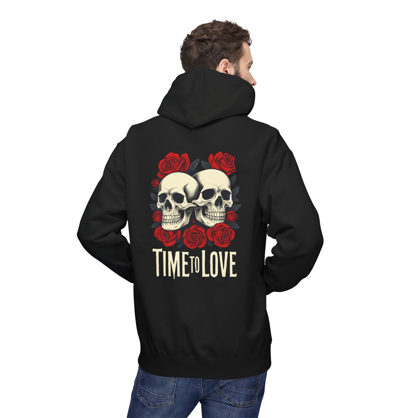 Hoodie - gothic skull love couples