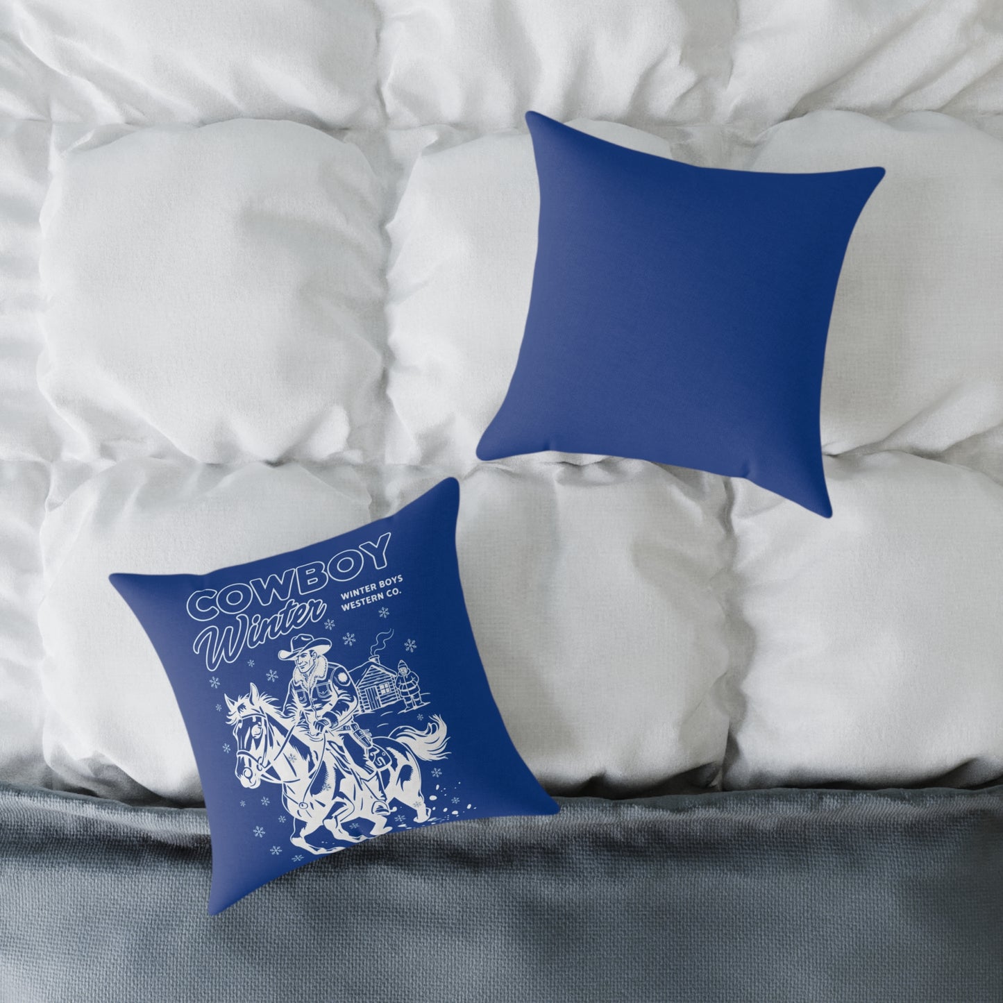 Canvas throw pillow - cowboy's Winter authentic