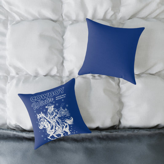 Canvas throw pillow - cowboy's Winter authentic