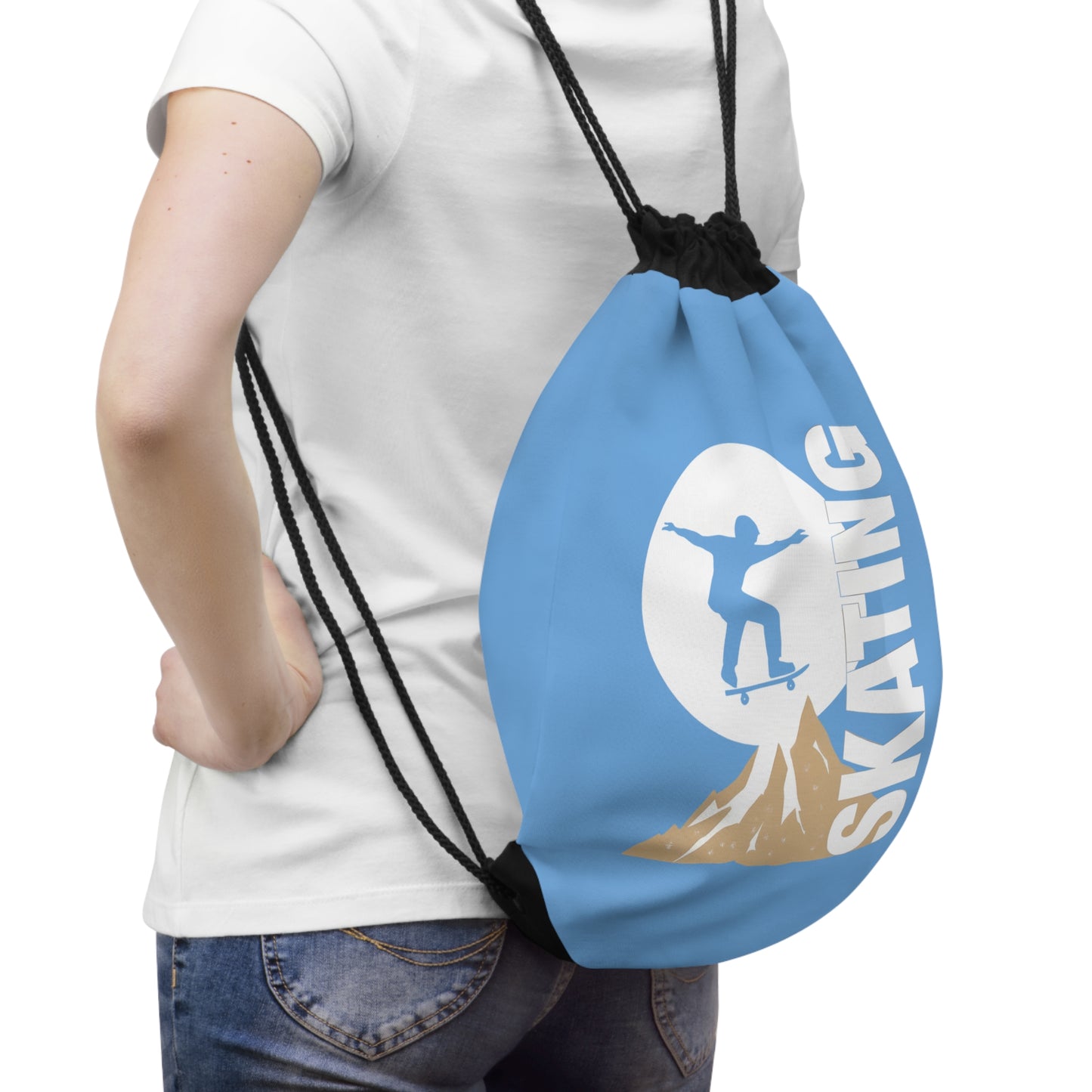 Drawstring bag - The winter full moon skater