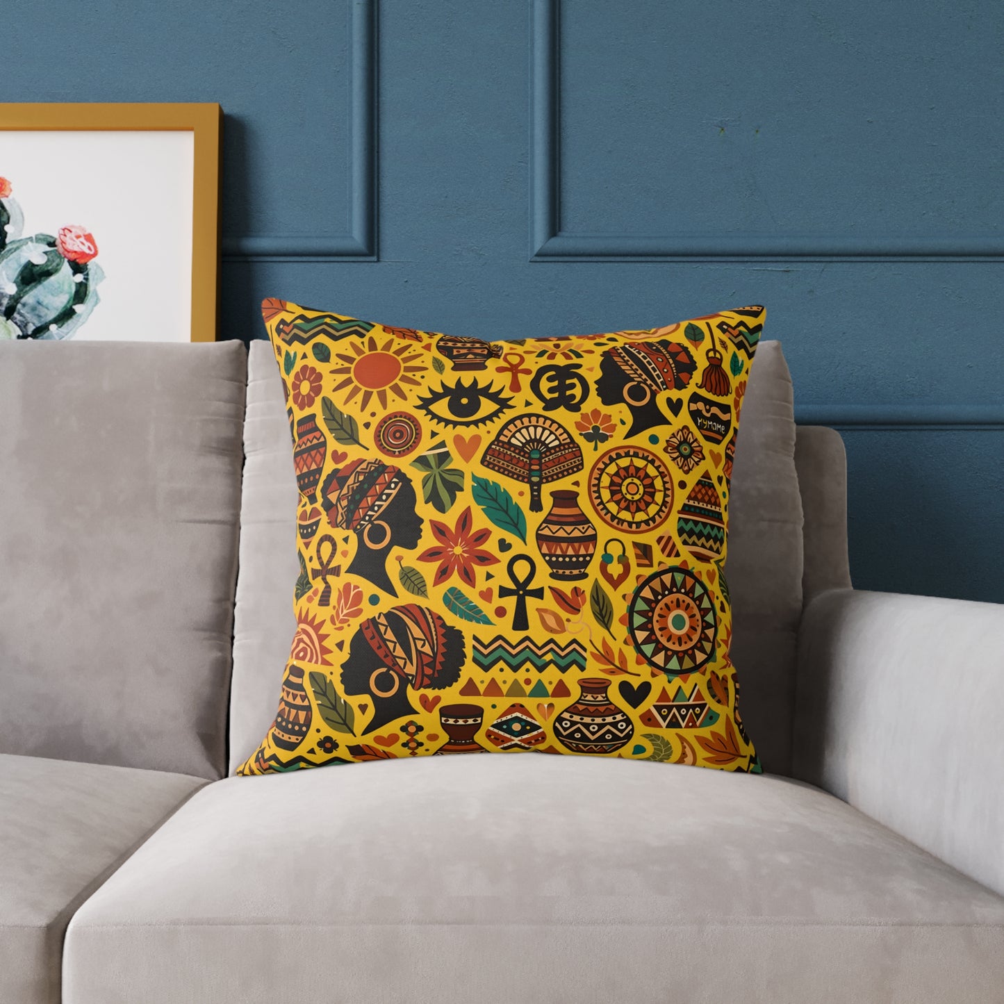 Throw pillow -Boho Afrocentric Tribal Illustration Pattern