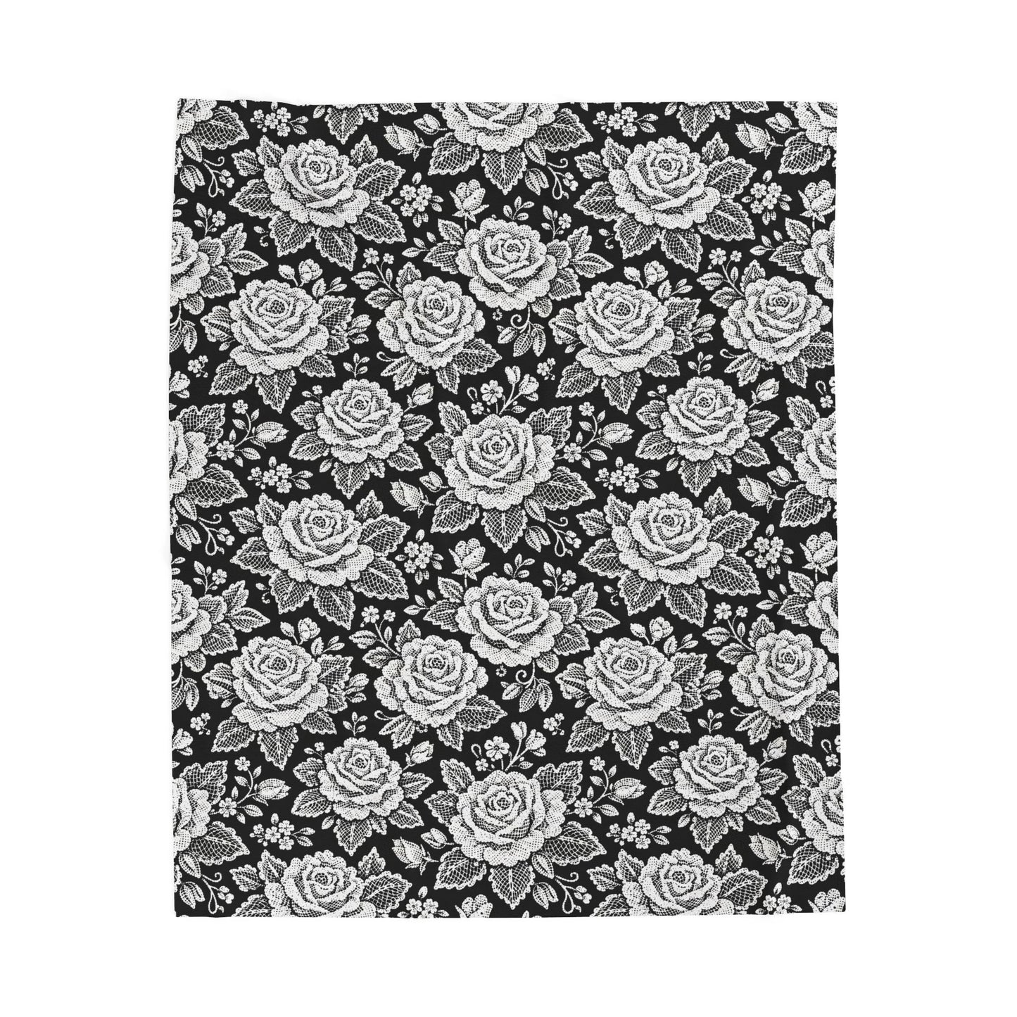 Throw blanket - White Rose Lace Floral Pattern