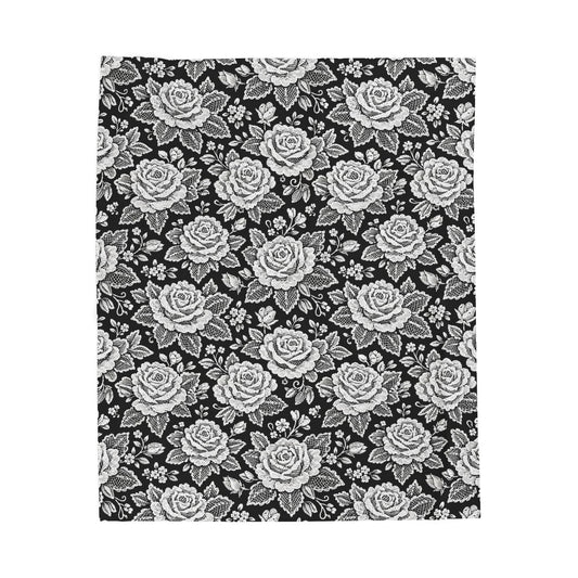 Throw blanket - White Rose Lace Floral Pattern