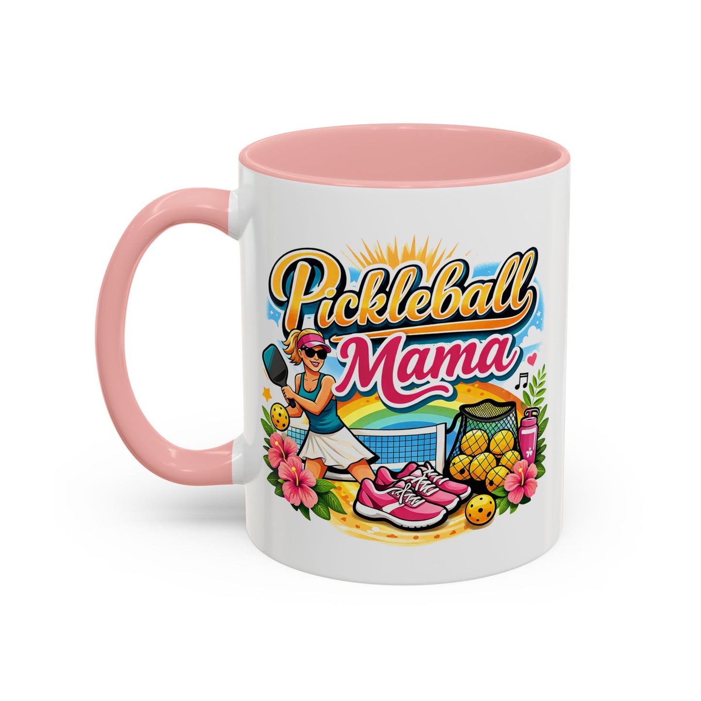 Coloured inside mug - Vibrant Tropical Pickleball Mama Art