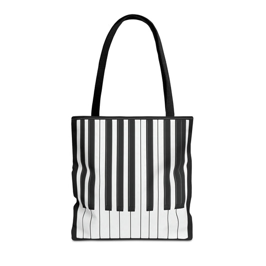 Authentic Miniature Piano Keyboard Pattern tote bag- High-Contrast Minimalist Design for Pianists and Musicians .