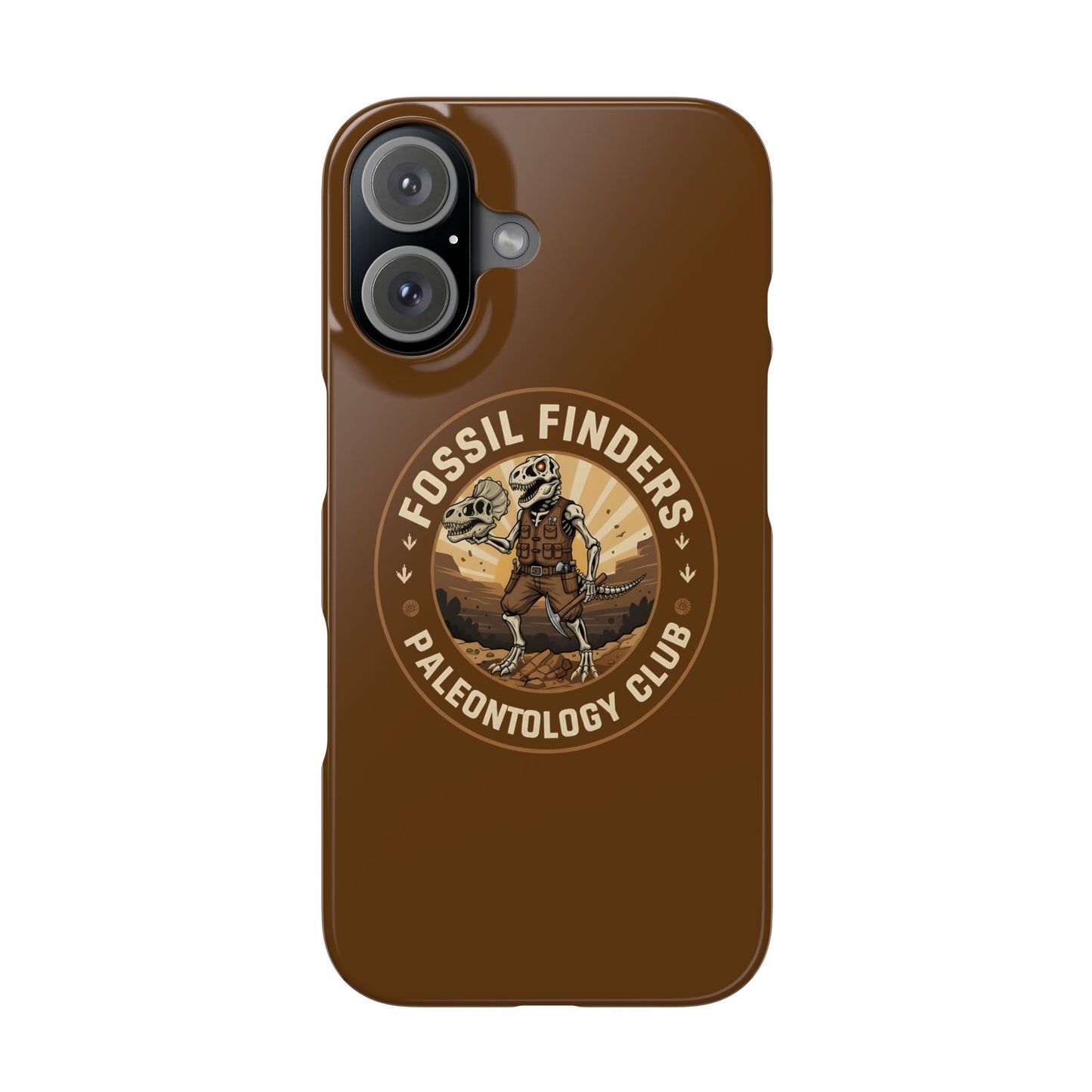Iphone 16 slim case - Vintage Fossil Finders Dinosaur Badge