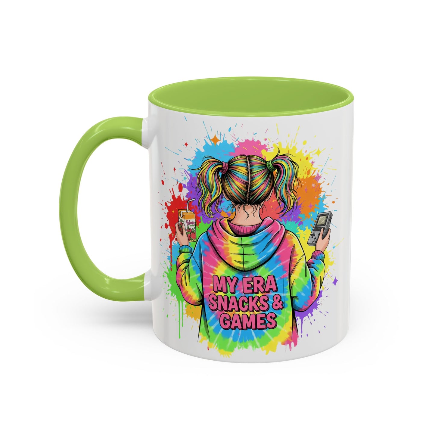Accent Coffee Mug —  Retro Gamer Girl Aesthetic Art
