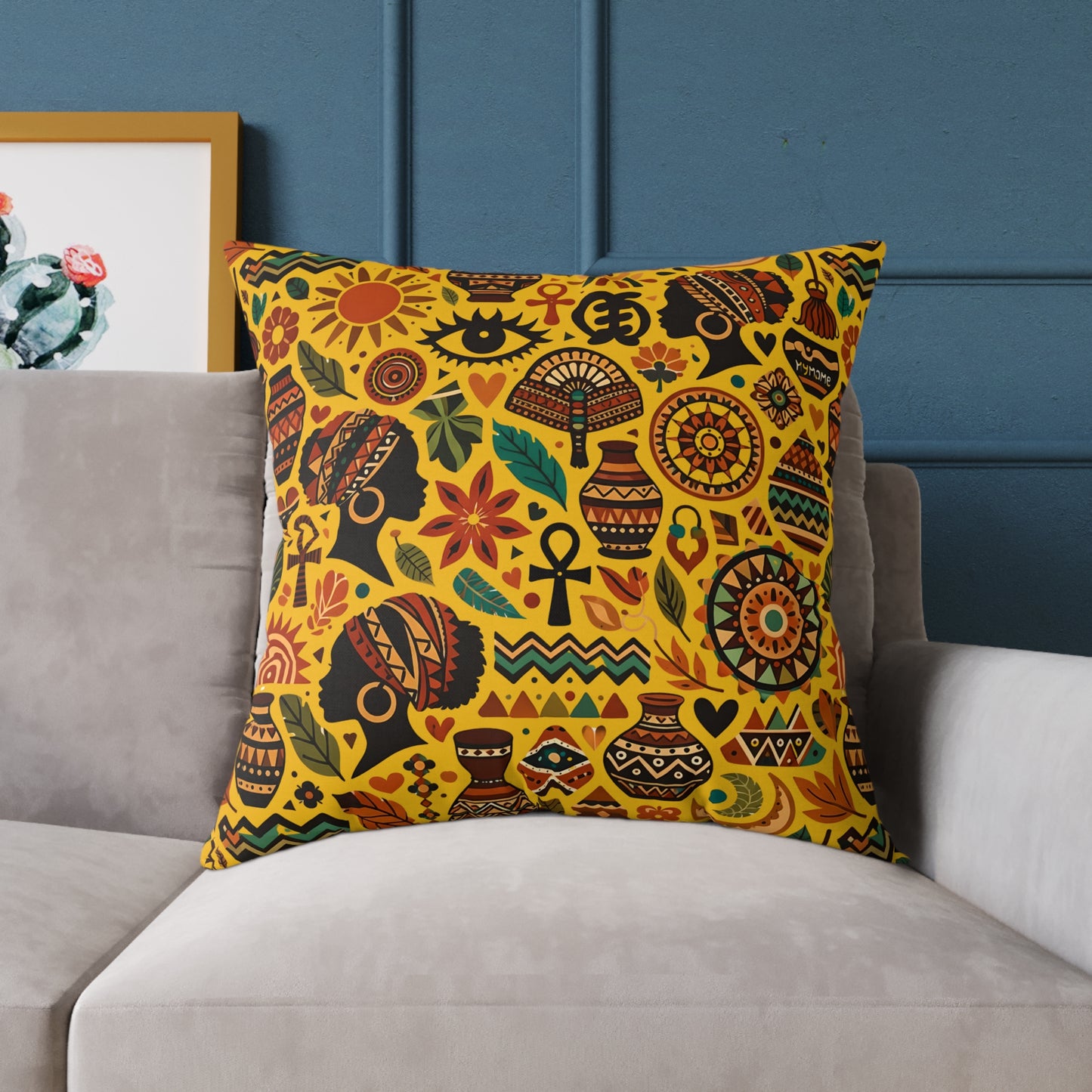 Throw pillow -Boho Afrocentric Tribal Illustration Pattern