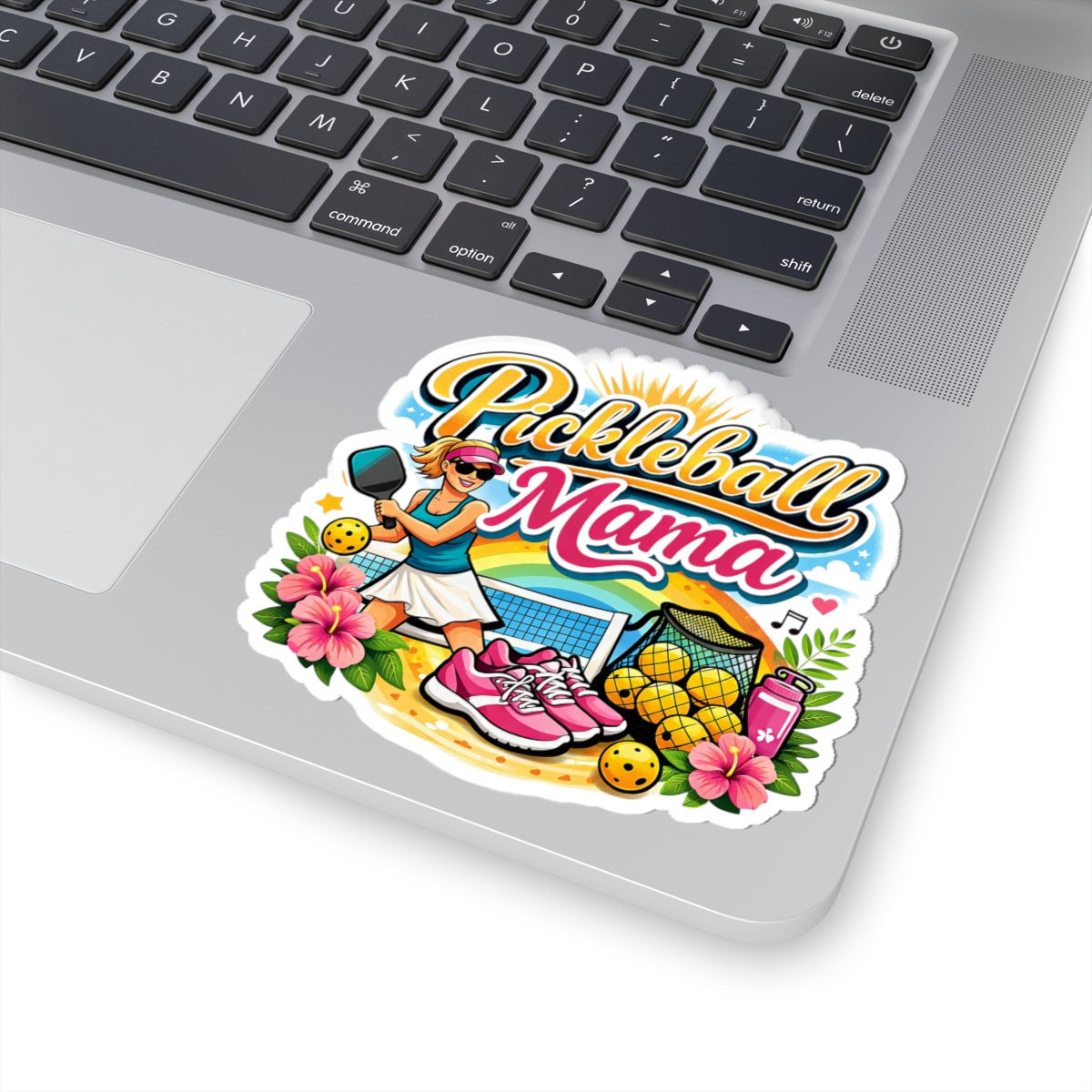Kiss cut sticker - Vibrant Tropical Pickleball Mama Art