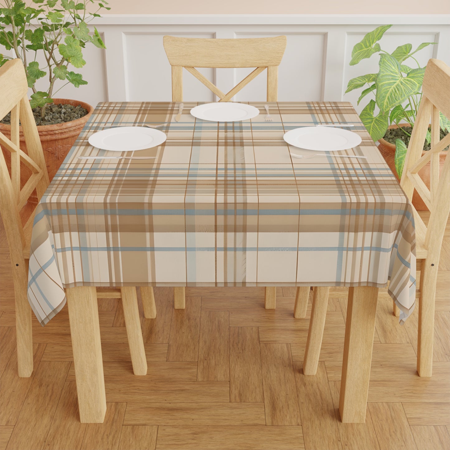 Tablecloth - Elegant Beige Tartan Seamless Tile