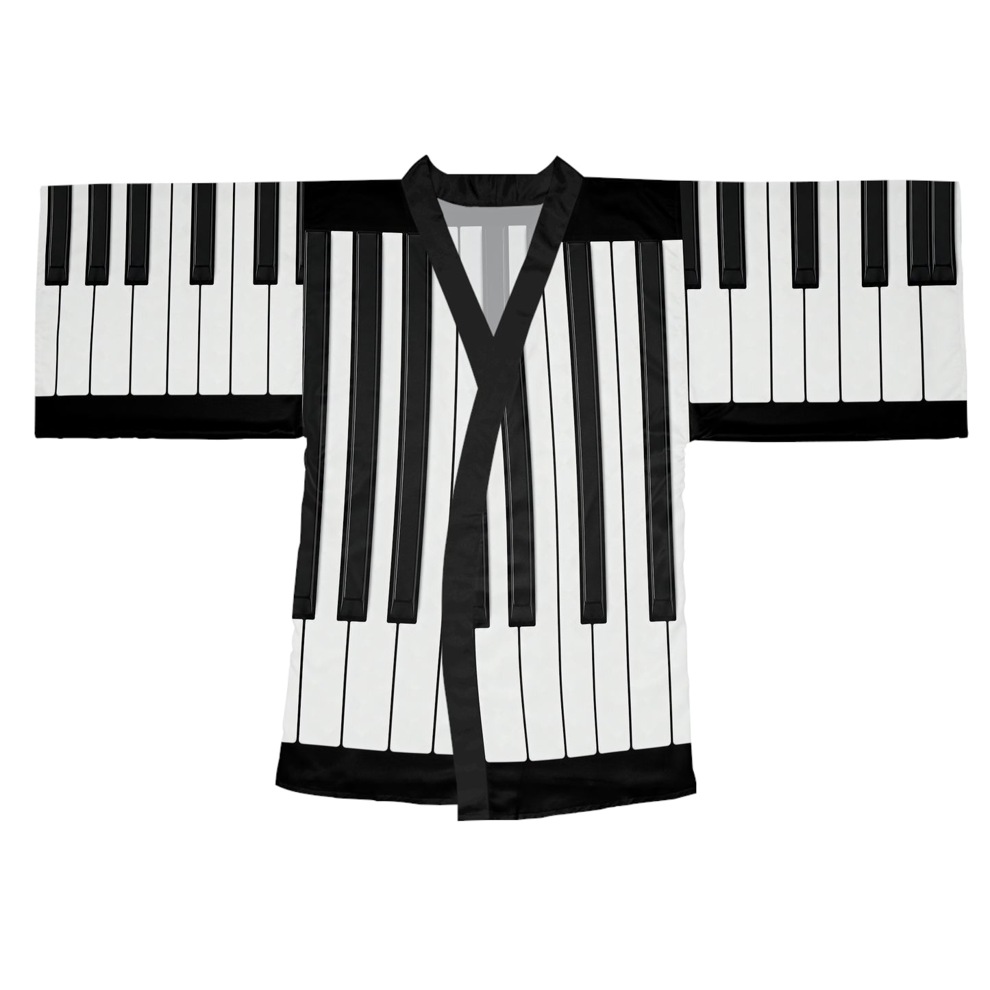 Authentic Miniature Piano Keyboard Pattern kimono - High-Contrast Minimalist Design for Pianists and Musicians .