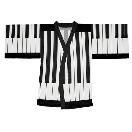 Authentic Miniature Piano Keyboard Pattern kimono - High-Contrast Minimalist Design for Pianists and Musicians .