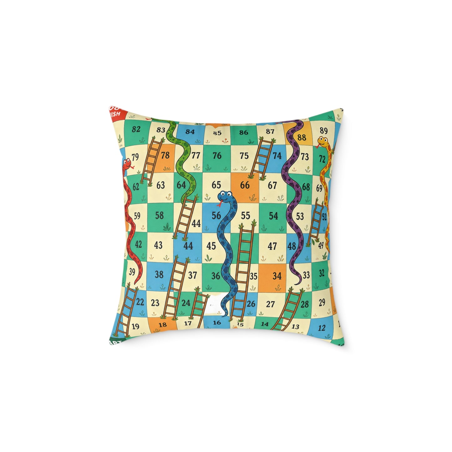 Printable Snakes and Ladders Board Game | Vibrant Cartoon Board Game throw pillow Design
