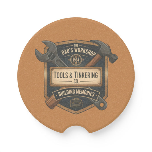 Soapstone car coasters - Vintage Dad's Workshop Tool Logo