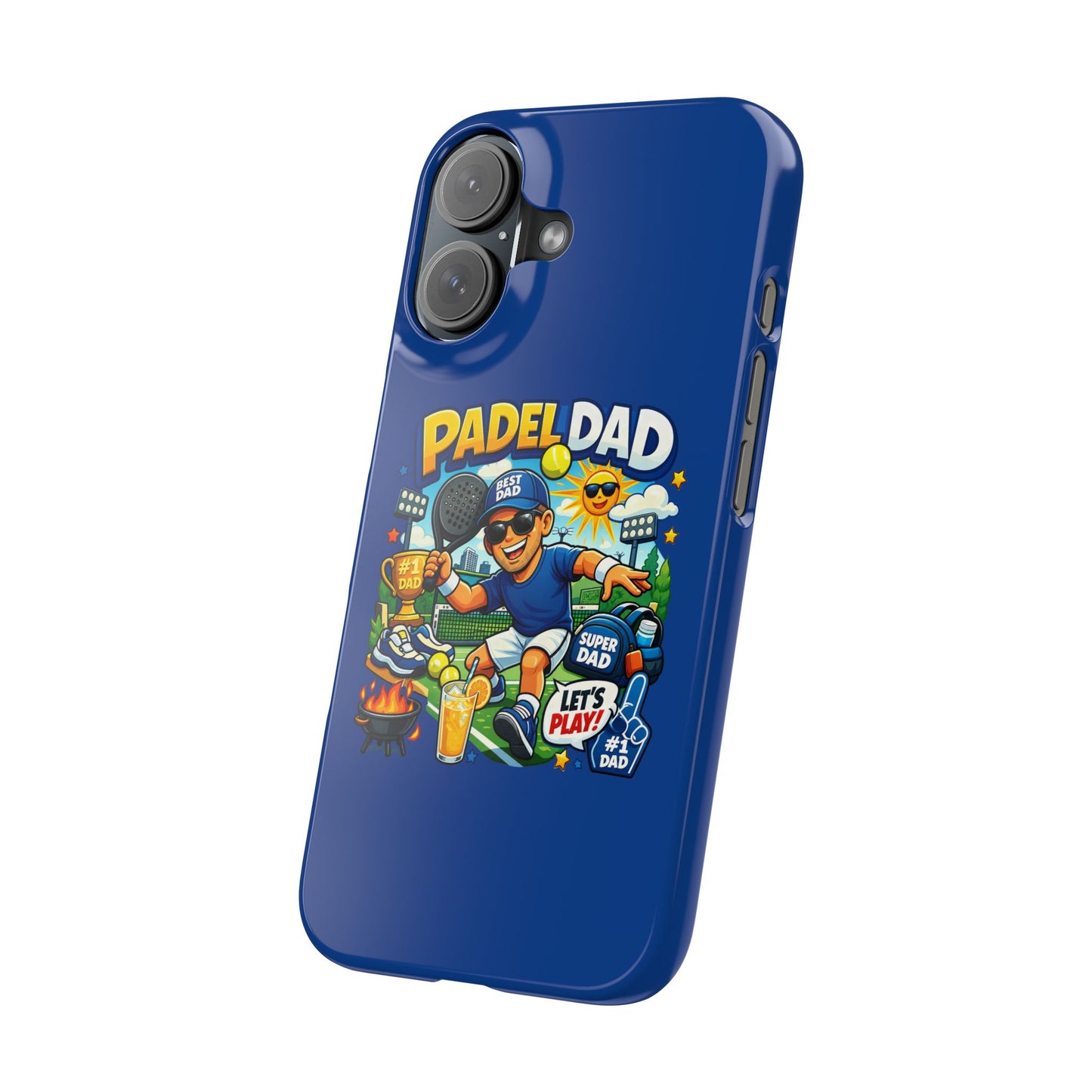 Iphone 16 slim case - Vibrant Cartoon Padel Dad Illustration