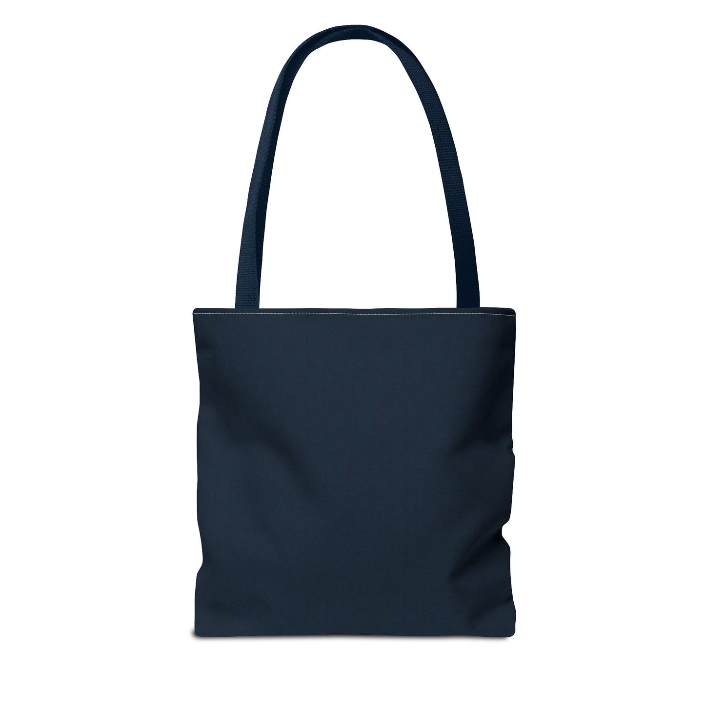 A close-up graphic of a metallic gold zipper opening up dark navy denim fabric - tote bag