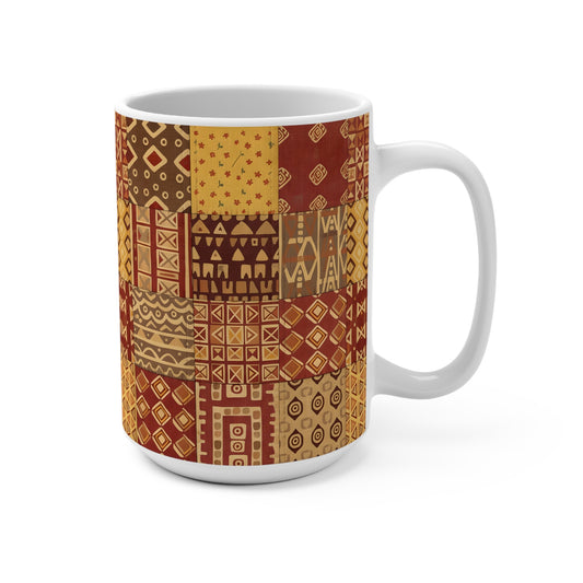 15 oz mug - African Inspired Tribal Mosaic Pattern